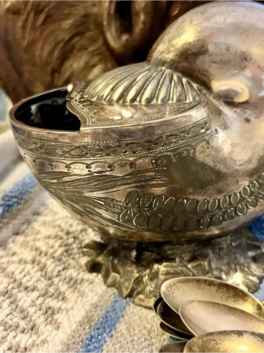 Antique Nautilus Spoon Warmer
